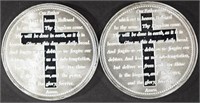 (2) 1 OZ .999 SILVER LORD'S PRAYER ROUNDS