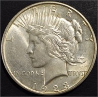 1923-D PEACE DOLLAR AU/BU LIGHT SCRATCH