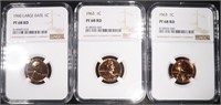 1960(LG DATE) & (2) 1963 LINCOLN CENTS NGC PF68 RD