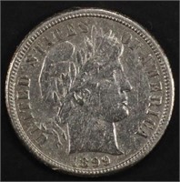 1899-O BARBER DIME VF/XF CLEANED