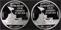 (2) 1 OZ .999 SILVER ARMED FORCES ROUNDS