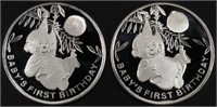 (2) 1 OZ .999 SILVER 2024 BABYS FIRST BDAY ROUNDS