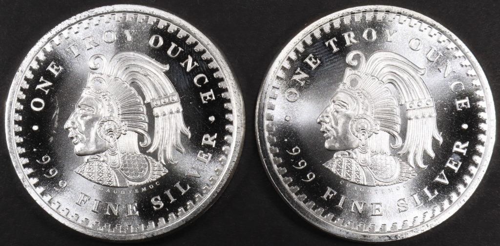 (2) 1 OZ .999 SILVER AZTEC CALENDAR ROUNDS