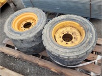 (4) Galaxy 12X16.5 Skid Steer Tires & Rims