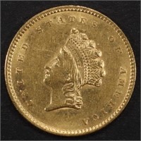 1854 $1 GOLD T-2 NICE BU