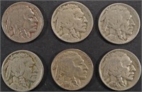 (2) 1924-D, 25-D, 26-D, 31-S, 34-D BUFFALO NICKELS