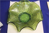 Green Carnival Glass Bowl