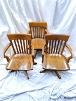 Vintage Oak Rolling Office Chairs