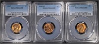 1937, 1942-D, & 1949-S LINCOLN CENTS PCGS MS66RD