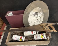 Box Lot Oval Picture Spray Paint Hand Saw