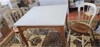 3' x 3' Glass Table Top Table and 2 Chairs