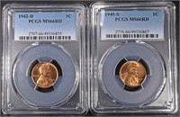 1942-D & 1949-S LINCOLN CENTS PCGS MS66RD