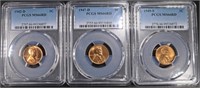 1942-D, 1947-D, & 1949-S LINCOLN CENTS PCGS MS66RD