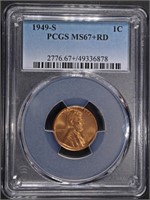 1949-S LINCOLN CENT PCGS MS67+RD