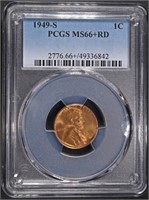 1949-S LINCOLN CENT PCGS MS66+RD