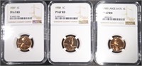 1957,1958,1960 (LG DATE) LINCOLN CENTS NGC PF67 RD