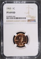 1963 LINCOLN CENT NGC PF69 RD