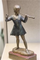 Art Deco Bronze Girl with Trumpet