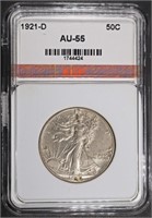 1921-D WALKING LIBERTY HALF DOLLAR AGP AU/BU