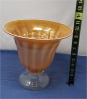 Orange Carnival Glass Large Vase