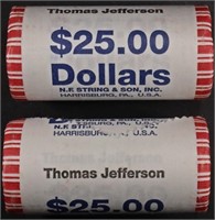(2 ROLLS) 2007 THOMAS JEFFERSON PRES DOLLARS