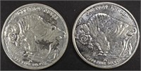 (2) 1 OZ .999 SILVER BUFFALO ROUNDS