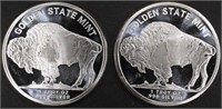 (2) 1 OZ .999 SILVER BUFFALO ROUNDS