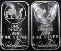 (2) 1 OZ .999 SILVER SILVERTOWNE BARS