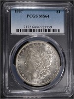 1887 MORGAN DOLLAR PCGS MS64