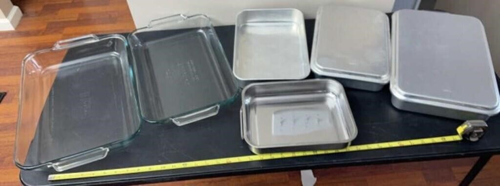 Bake pans , glass 11 x 15, 9x13, foley aluminum