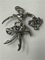 Stamped Beau Sterling Silver ballerina Brooch