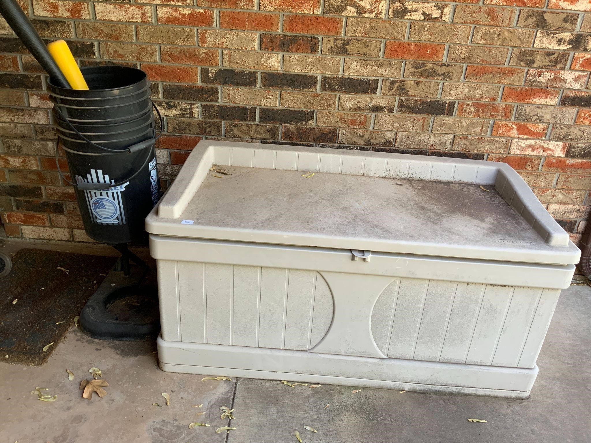 Suncast Outdoor Storage Bench & Contents