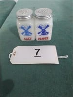 Milk Glass Windmill Salt and Pepper Shakers