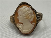 Sz.9 10k. Gold Cameo Ring 3.33 Grams