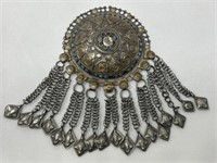 Unmarked Silver & Turquoise dress clasp Ghazni