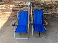 2 Adjustable Beach Chairs & Umbrellas