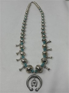 24in. Unmarked Navajo Sterling Silver & Turquoise
