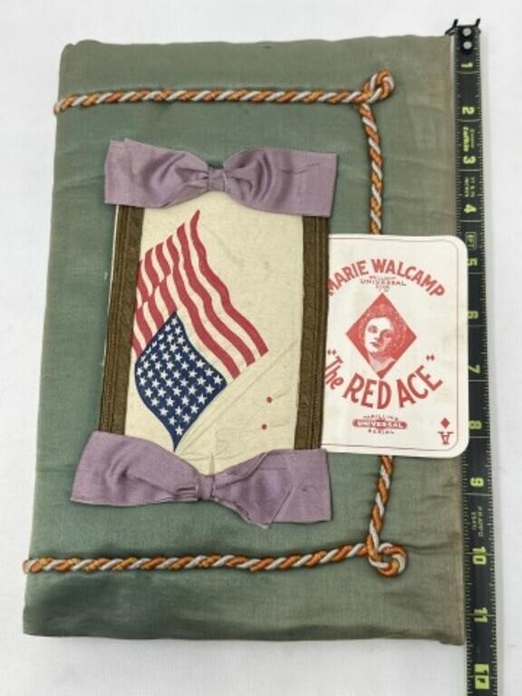 WWI Silk handkerchief Pouch & Postcard