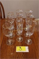 9pc stemware - gold rimmed