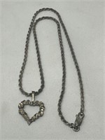 925 Italy 17in. Sterling Silver Necklace & Heart