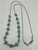 26in. 925 Sterling Silver & Turquoise Necklace