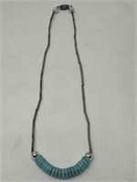 15in. Unmarked Sterling Silver & Turquoise