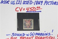 US Stamps #121 Used 1869 Pictorial, CV $450