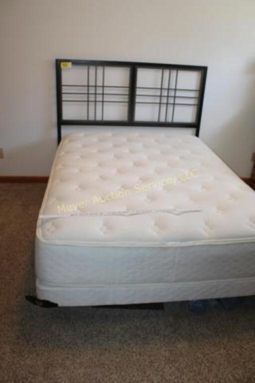 Queen bed, headboard & mattress