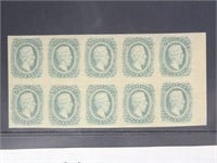 CSA Stamps #11 Mint OG NH Block of 10, CV $250