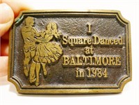 Vtg 1982 HoldUp Square Dance Belt Buckle USA