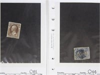 US Back of Book Stamps on dealer pages, wide varie