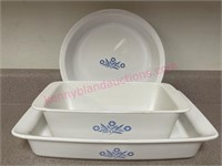 3pcs Corning Ware blue cornflower