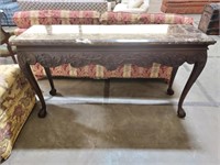 Large carved marble top console table