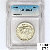1938 Oregon Trail Half Dollar ICG MS66